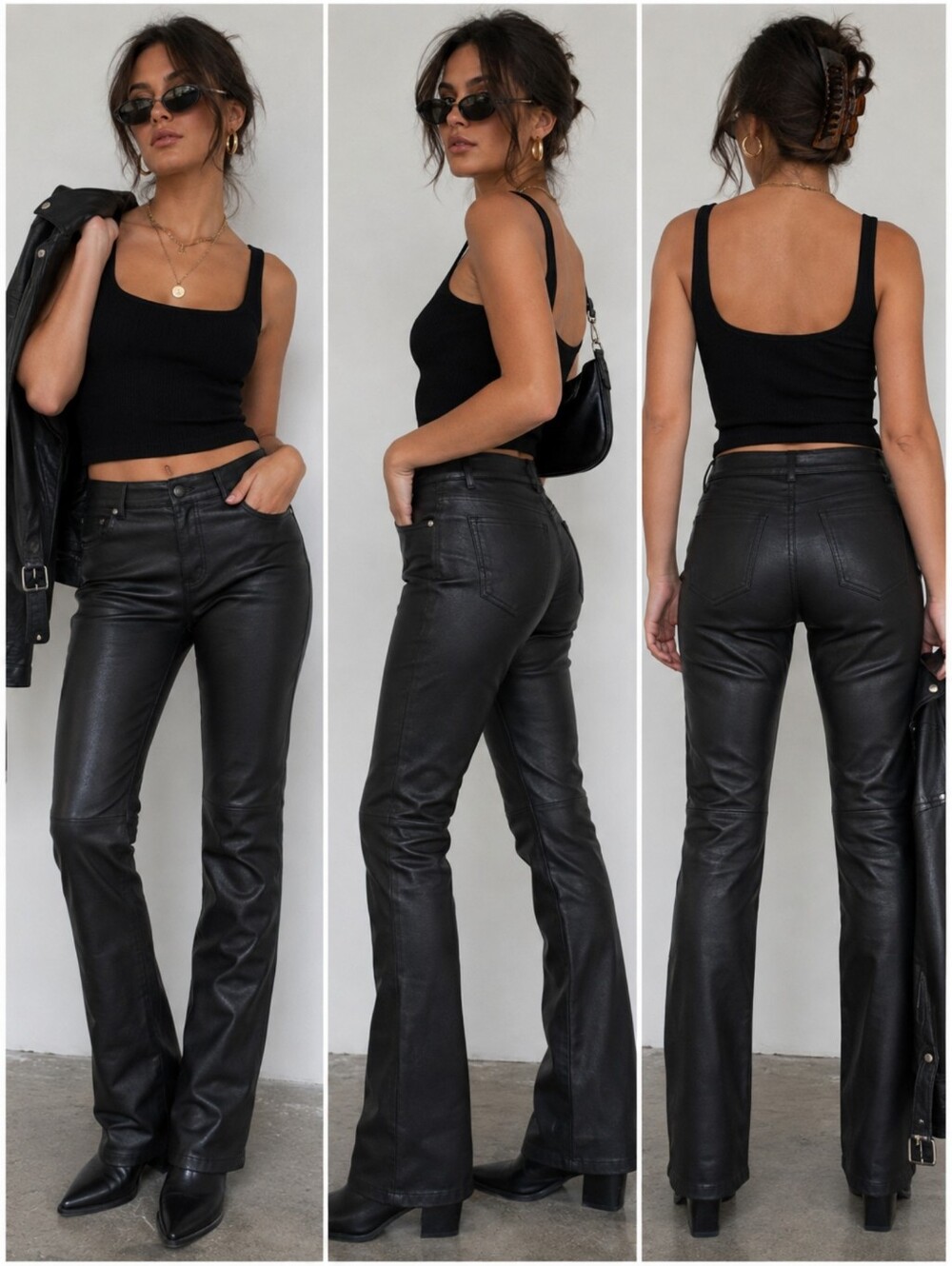 Vince Women’s Size 8 Black 100% Leather Pants Moto Y2K
